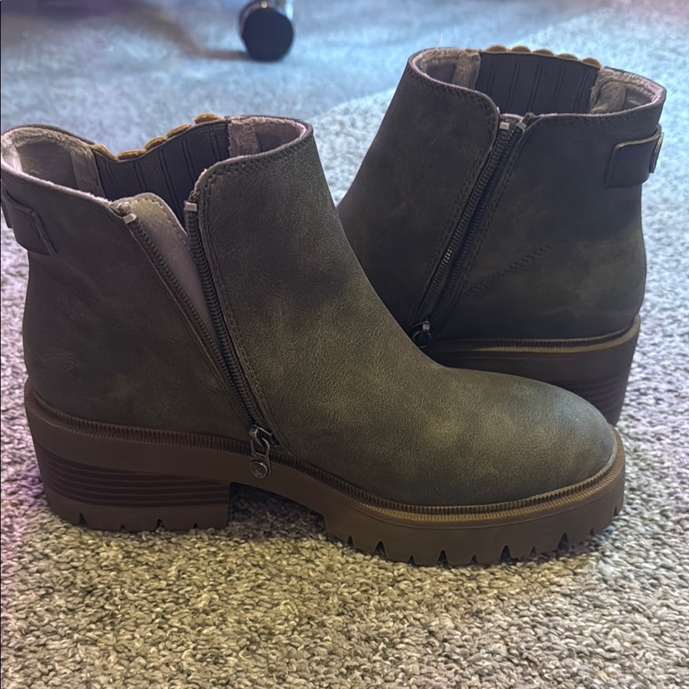 Women's Olive Green Platform Ankle Boots